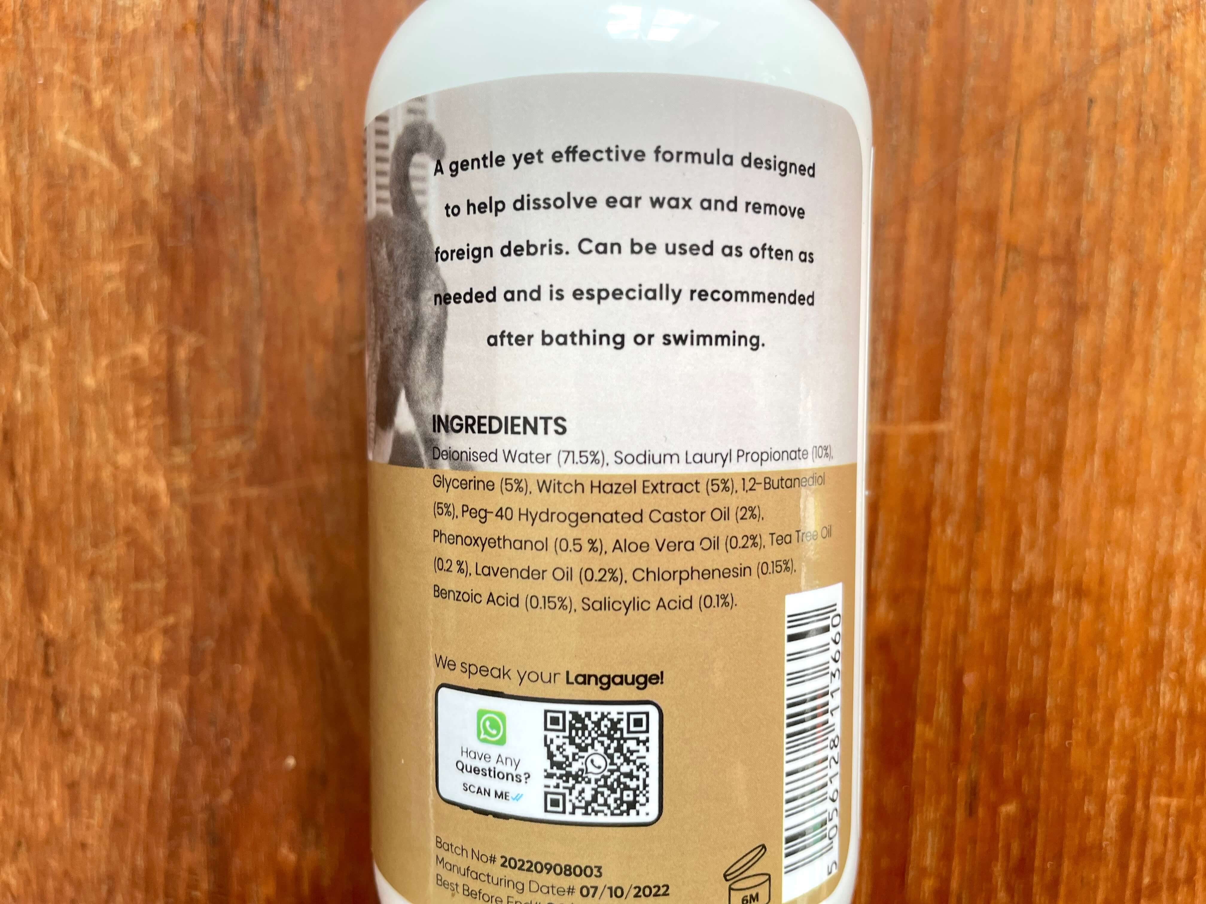 Ingredienser i Animigo ear cleaner