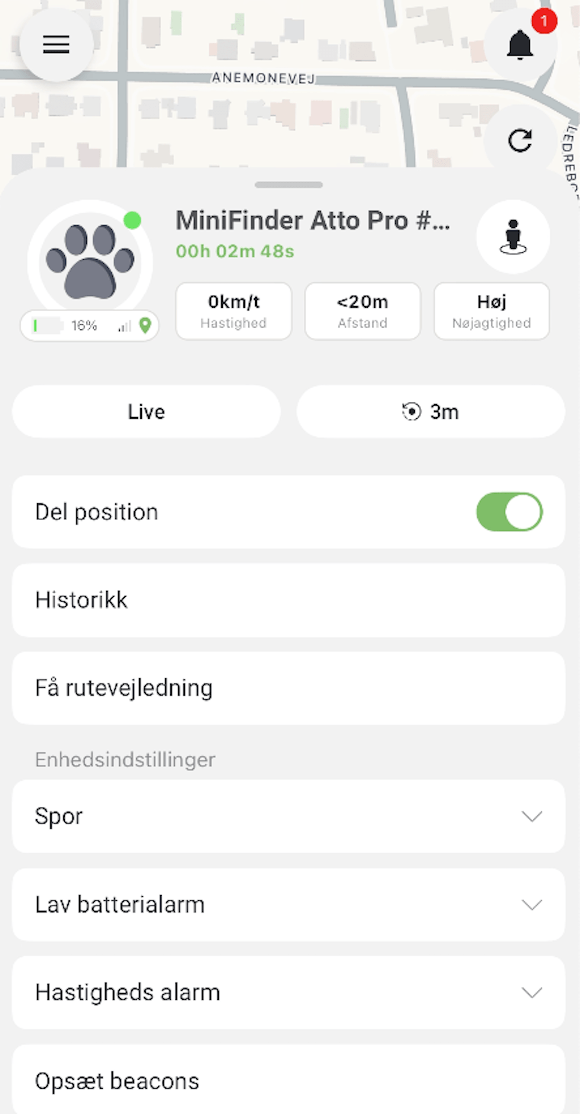 MiniFinder Atto Pro app funktioner