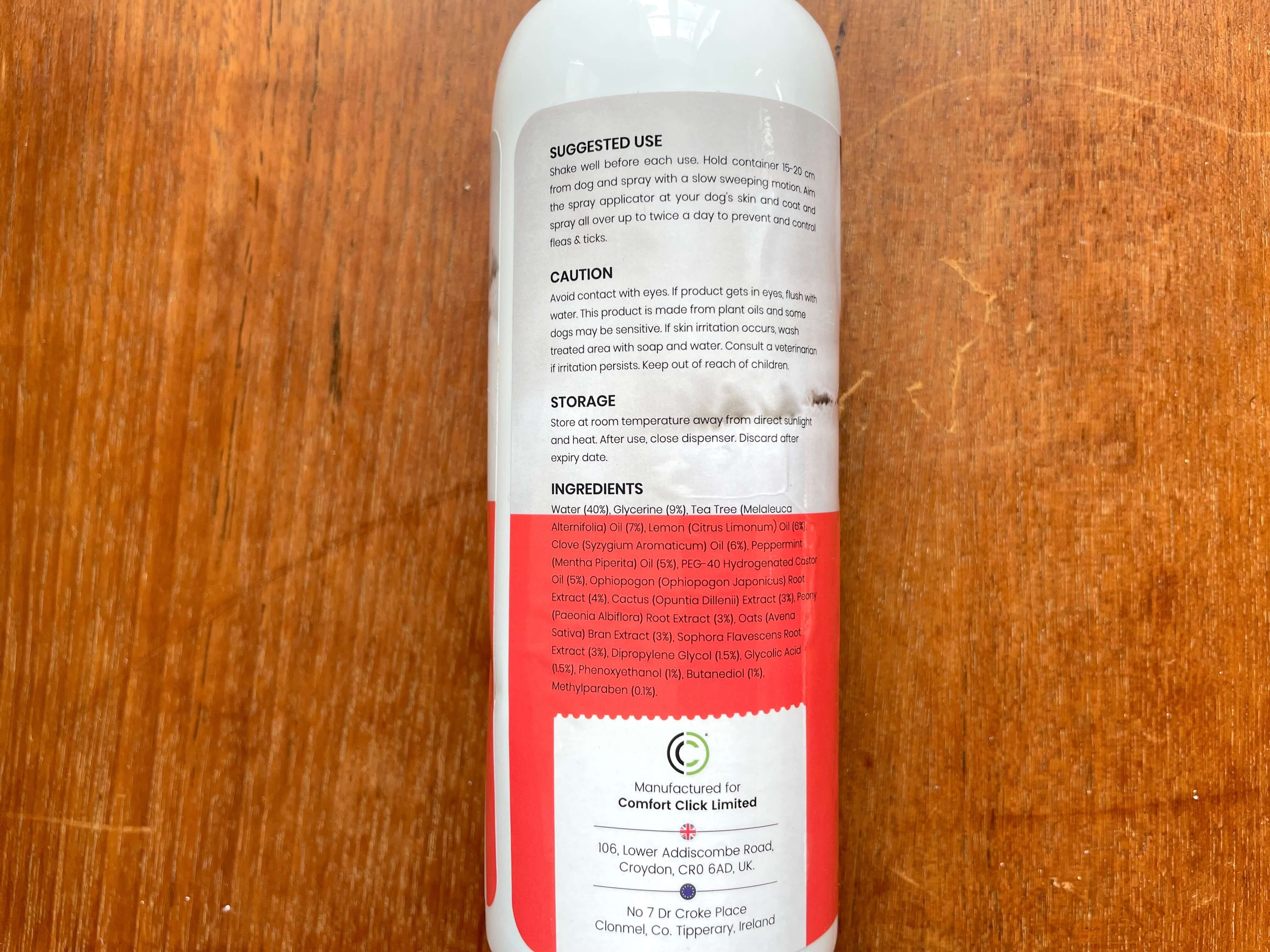 Næringsindhold i Animigo flea and tick control spray