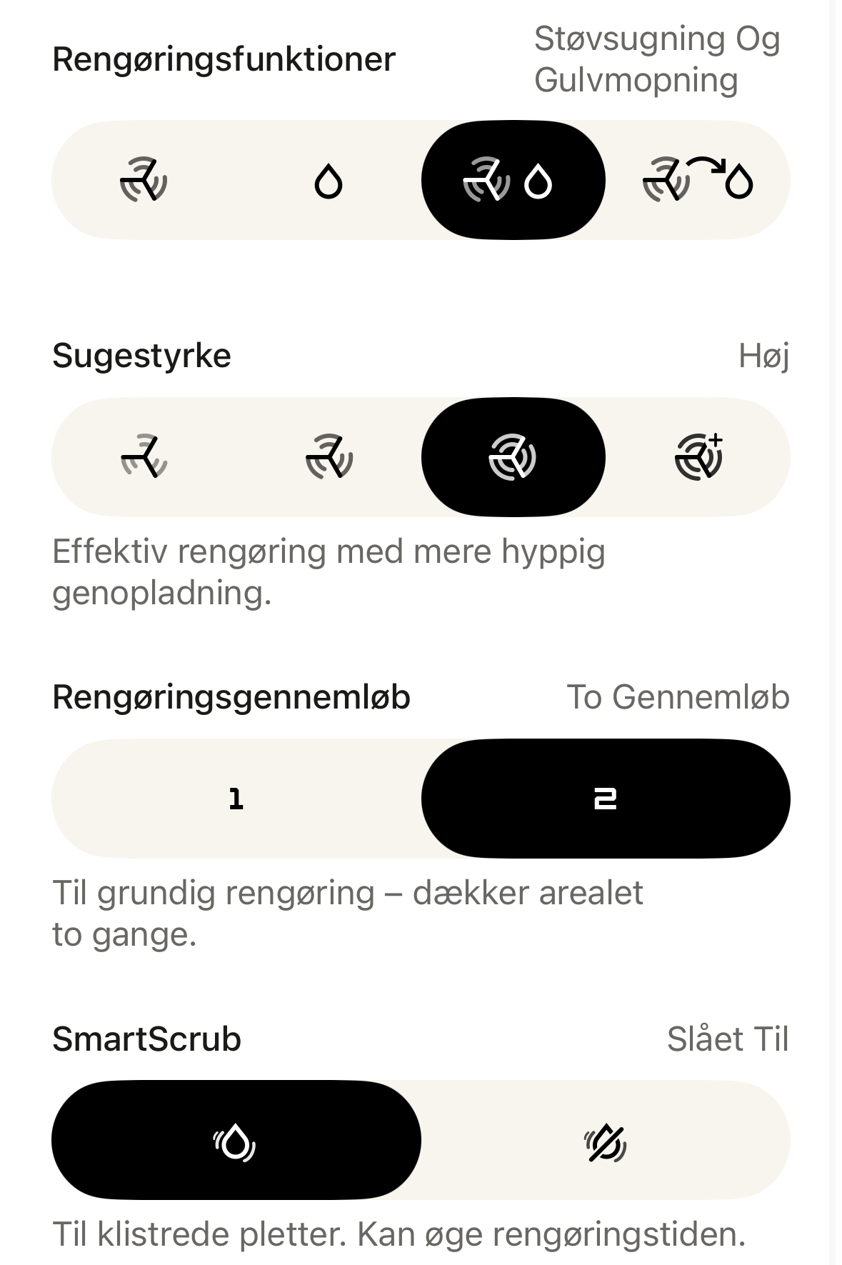 Rengøringsoversigt på Roomba app til Roomba Plus 505 robotstøvsuger