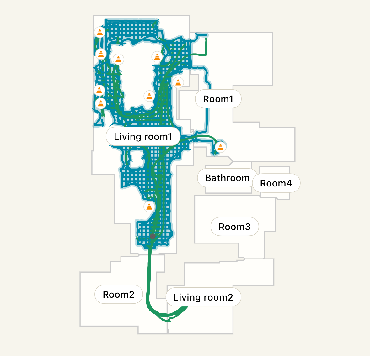 Visning på app af mopning med iRobot Roomba Plus 505